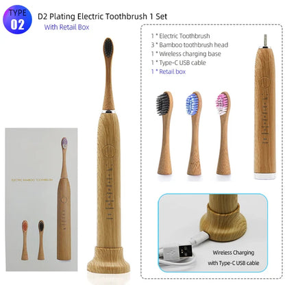 Bamboo Electric Toothbrush Intelligent Chargeable