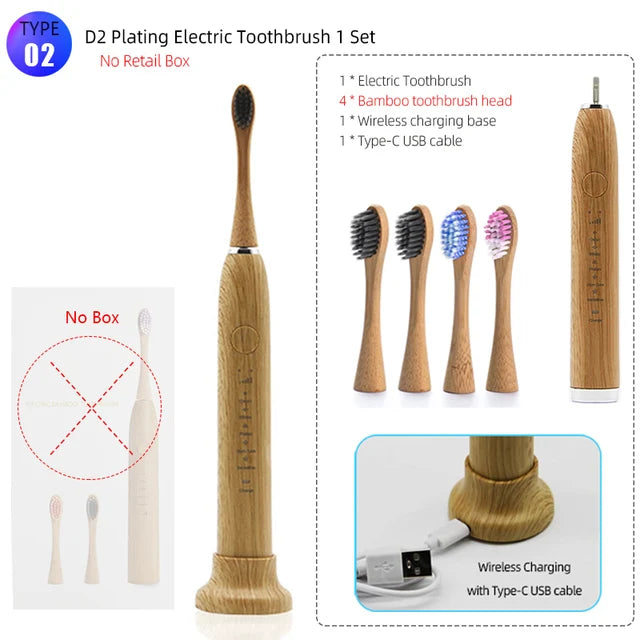 Bamboo Electric Toothbrush Intelligent Chargeable