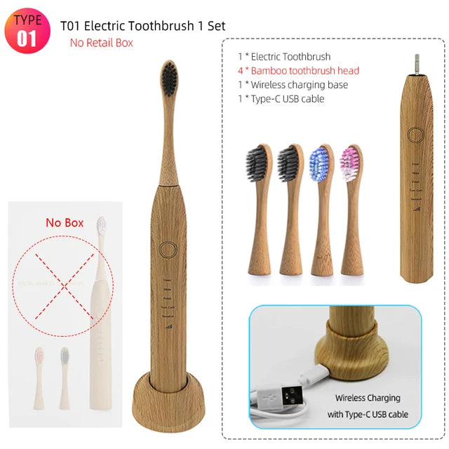 Bamboo Electric Toothbrush Intelligent Chargeable