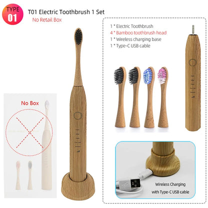 Bamboo Electric Toothbrush Intelligent Chargeable