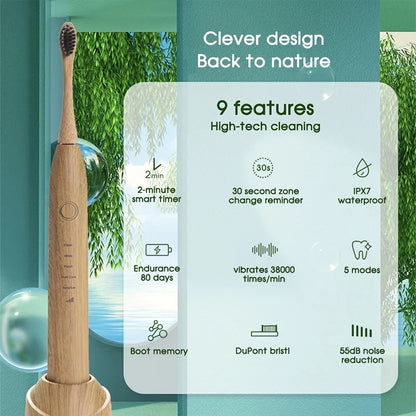 Bamboo Electric Toothbrush Intelligent Chargeable