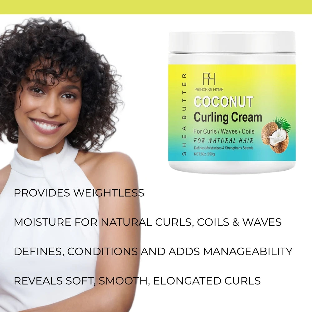 Coconut Oil Hair Cream Repair Damaged Dry Nourish Restore Soft Curly Hair