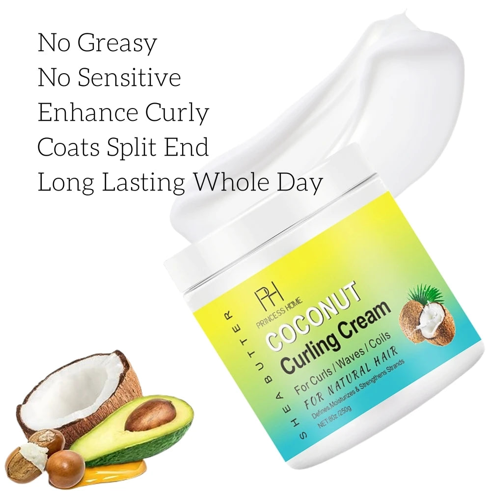 Coconut Oil Hair Cream Repair Damaged Dry Nourish Restore Soft Curly Hair