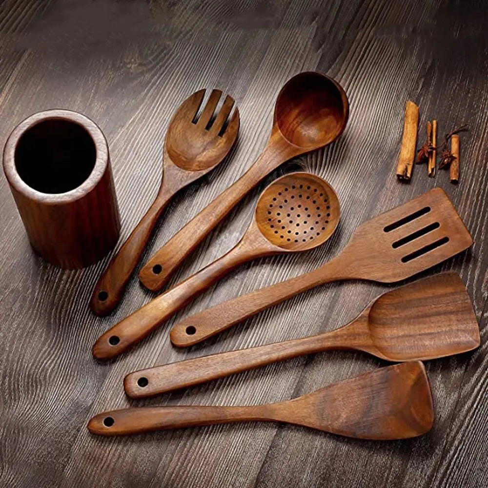 Teak Wooden Kitchen Utensils Set (Wooden Spoons)