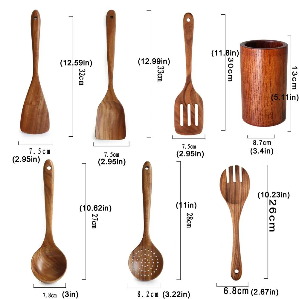 Teak Wooden Kitchen Utensils Set (Wooden Spoons)