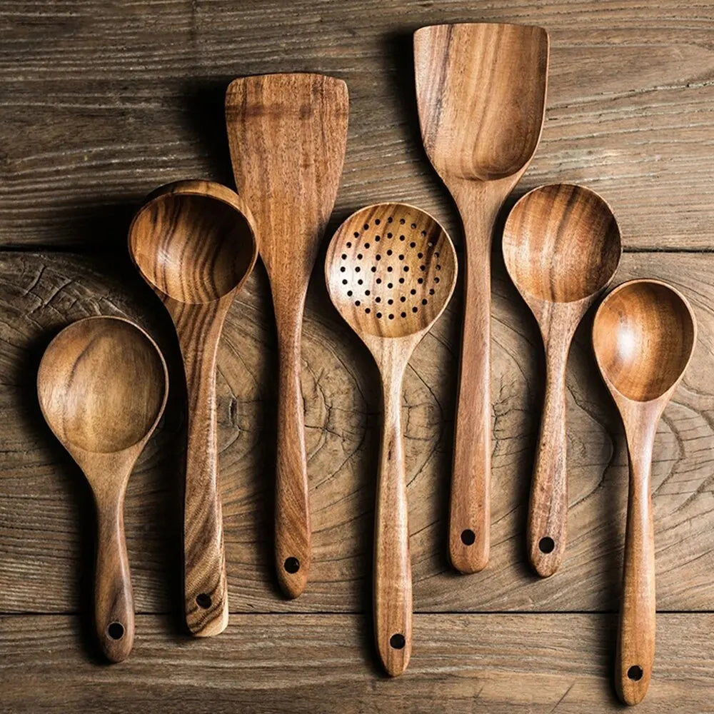 Teak Wooden Kitchen Utensils Set (Wooden Spoons)