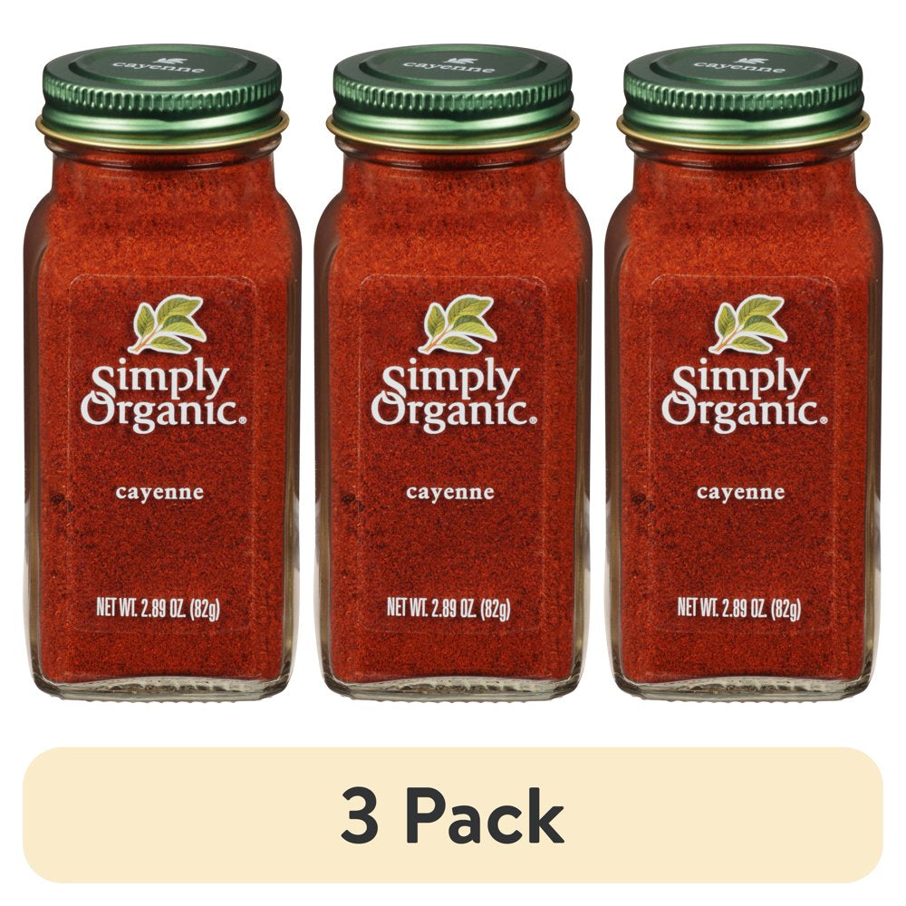 (3 Pack) , Organic Cayenne Pepper, GMO Free, 2.89 Oz Bottle