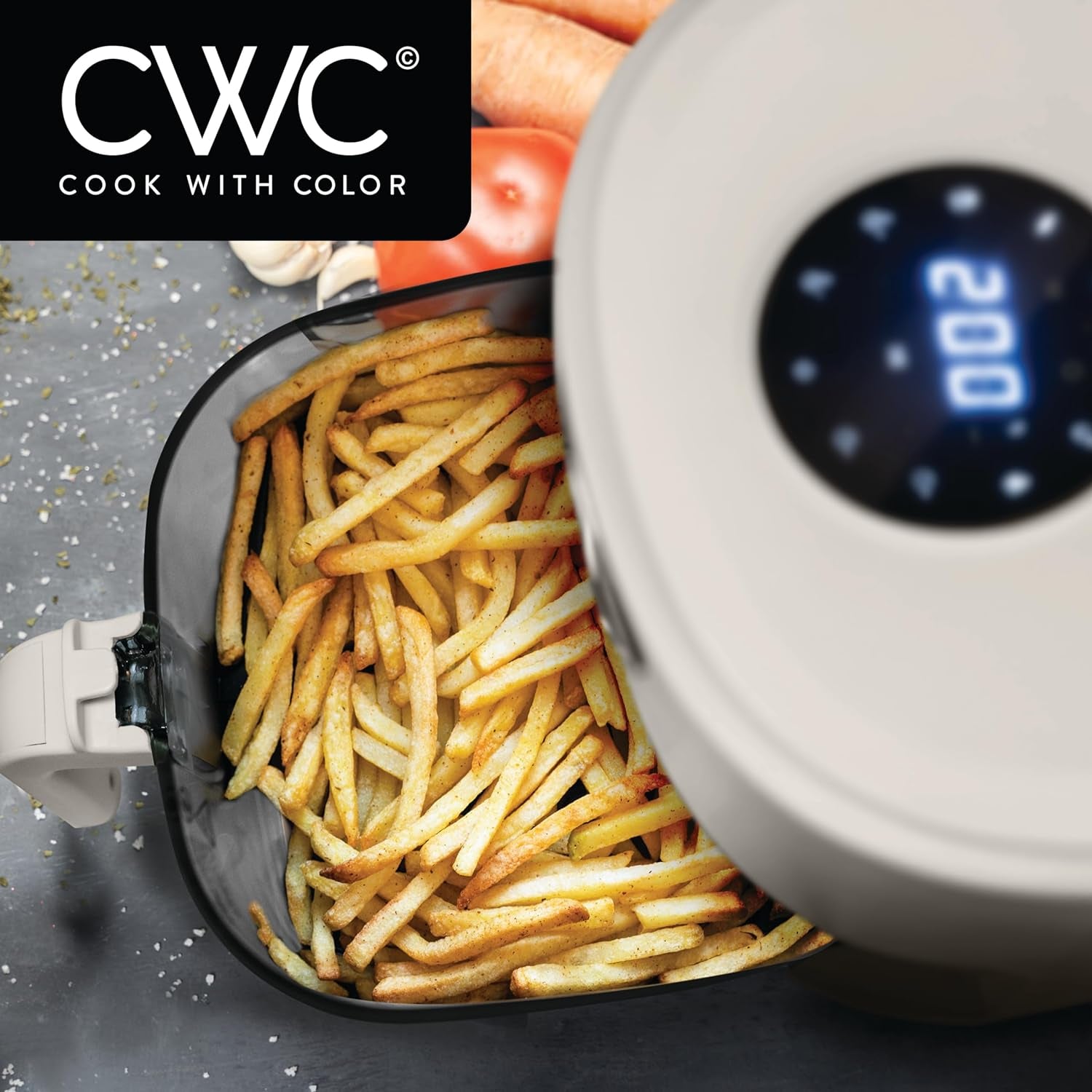 Glass Airfryer 1200W 4Qt Air Fryer: Glass Basket, Dishwasher Safe