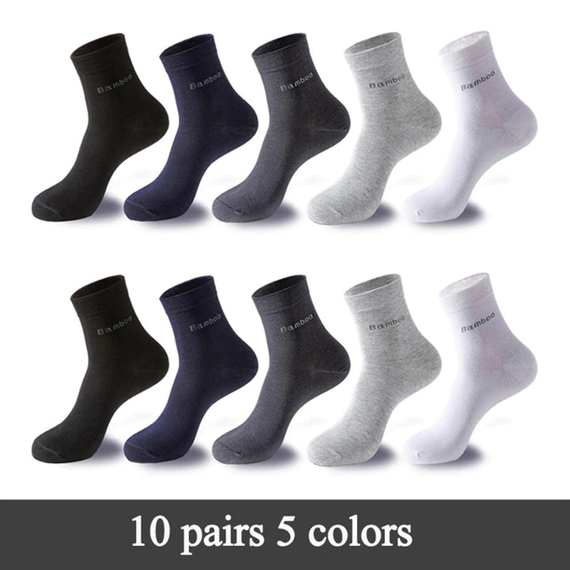 Bamboo Fiber Socks Men Casual 10 Pairs / Lot