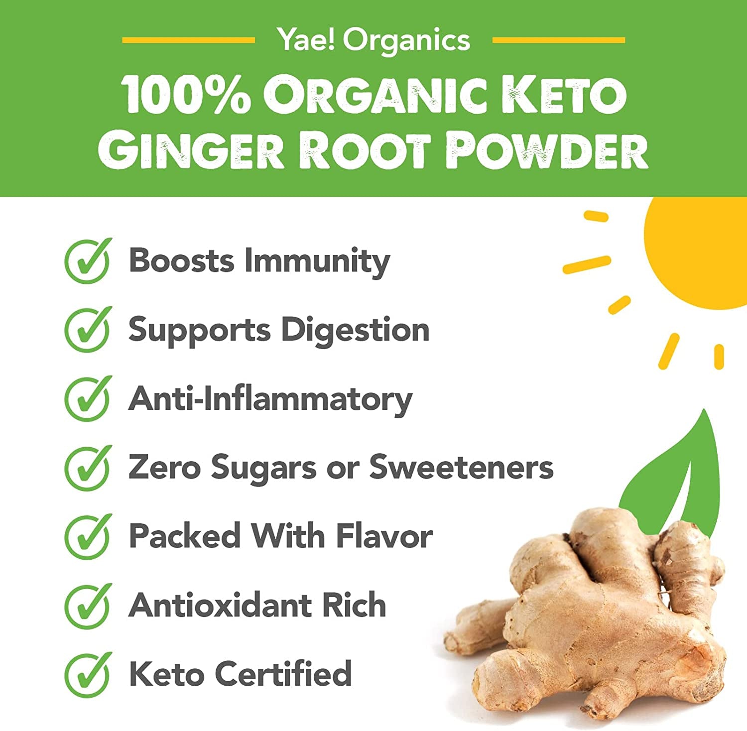 | Keto Organic Ginger Root Powder, 100% Pure Antioxidant Superfood Immunity Boost, Gluten Free Non GMO, No Artificial Additives, Preservatives or Sugar (12 Ounce (Pack of 1)) Powdered