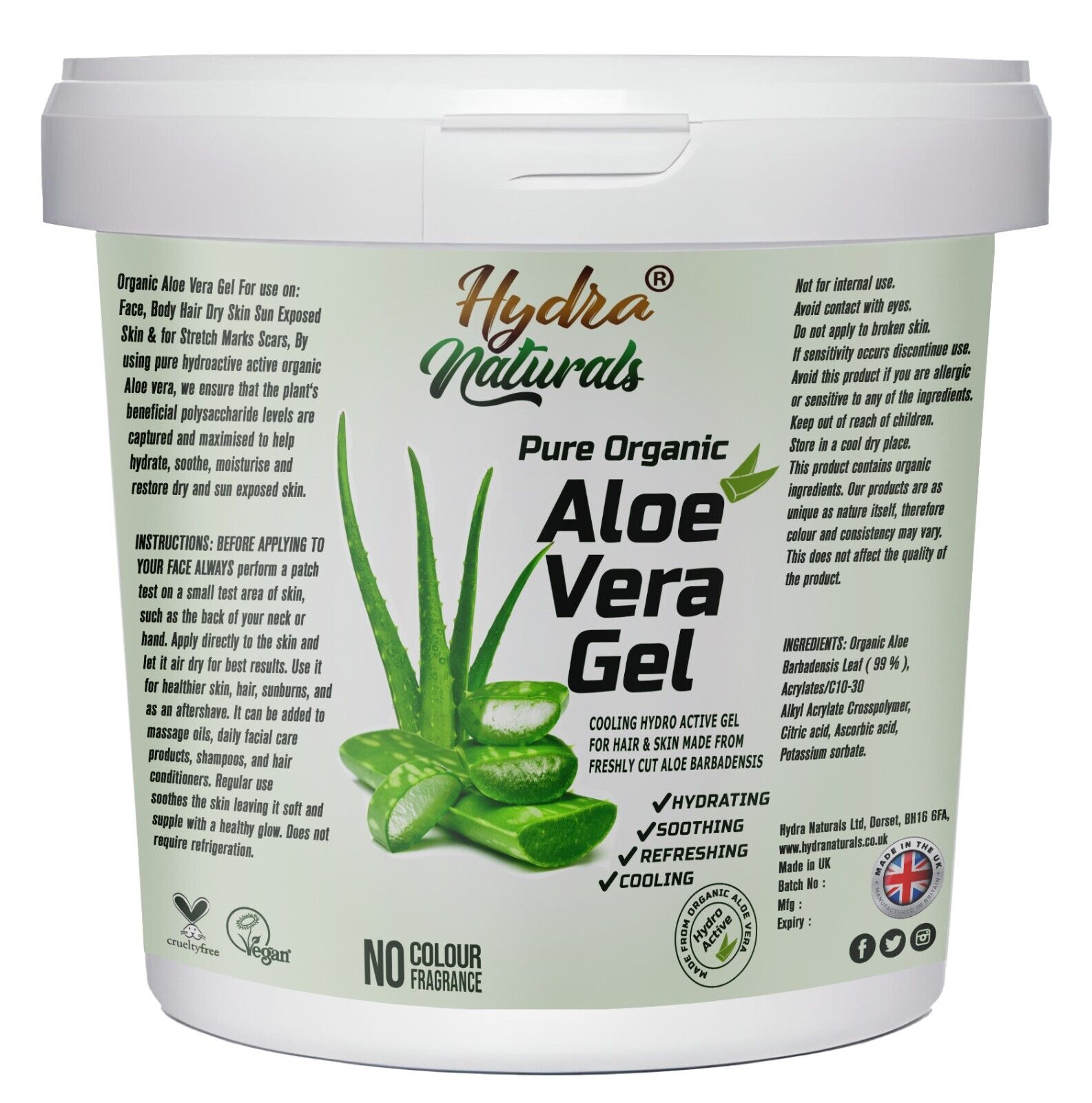 Pure 99% Aloe Vera Gel for Skin Face Hair Body All-Purpose Soothing Refreshing