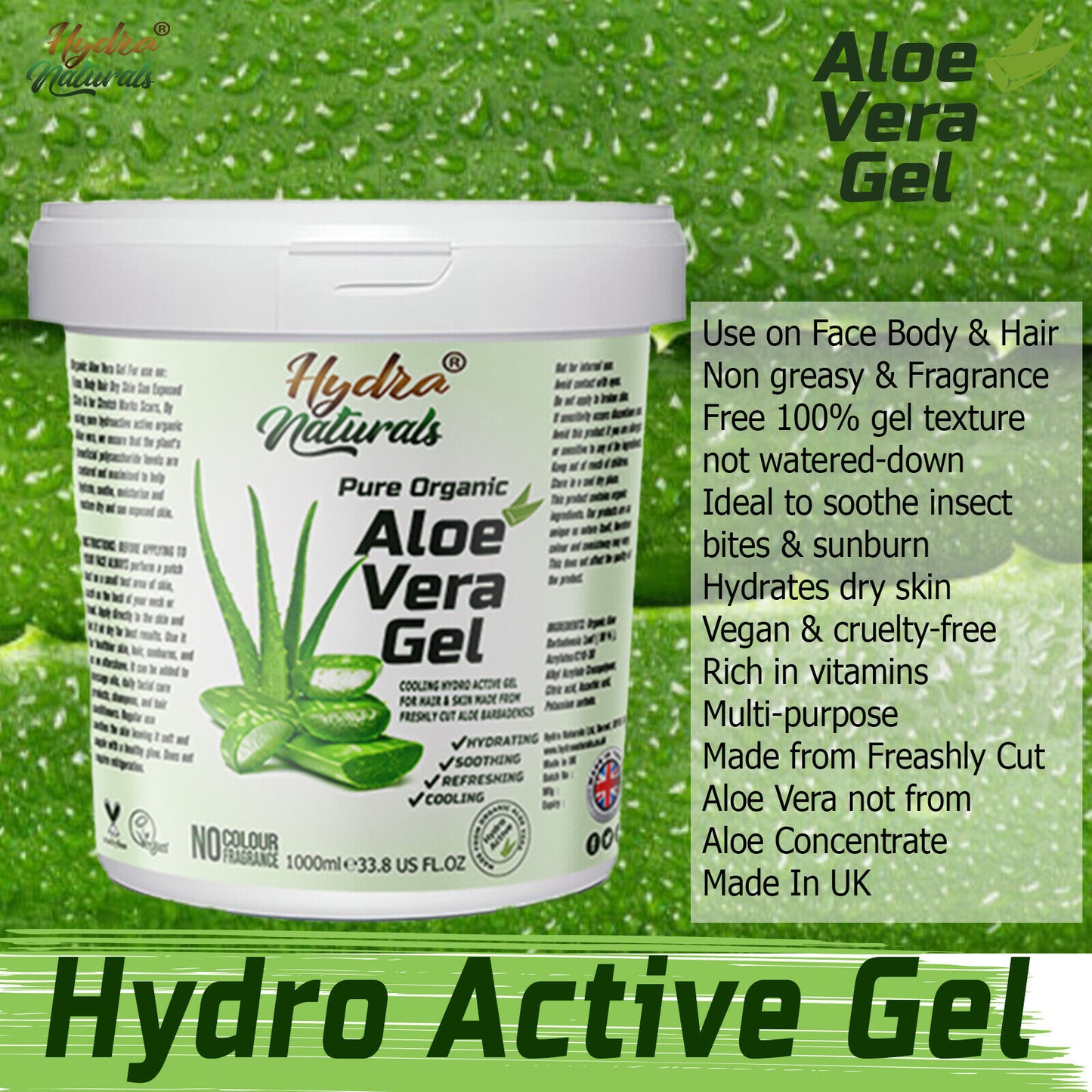 Pure 99% Aloe Vera Gel for Skin Face Hair Body All-Purpose Soothing Refreshing