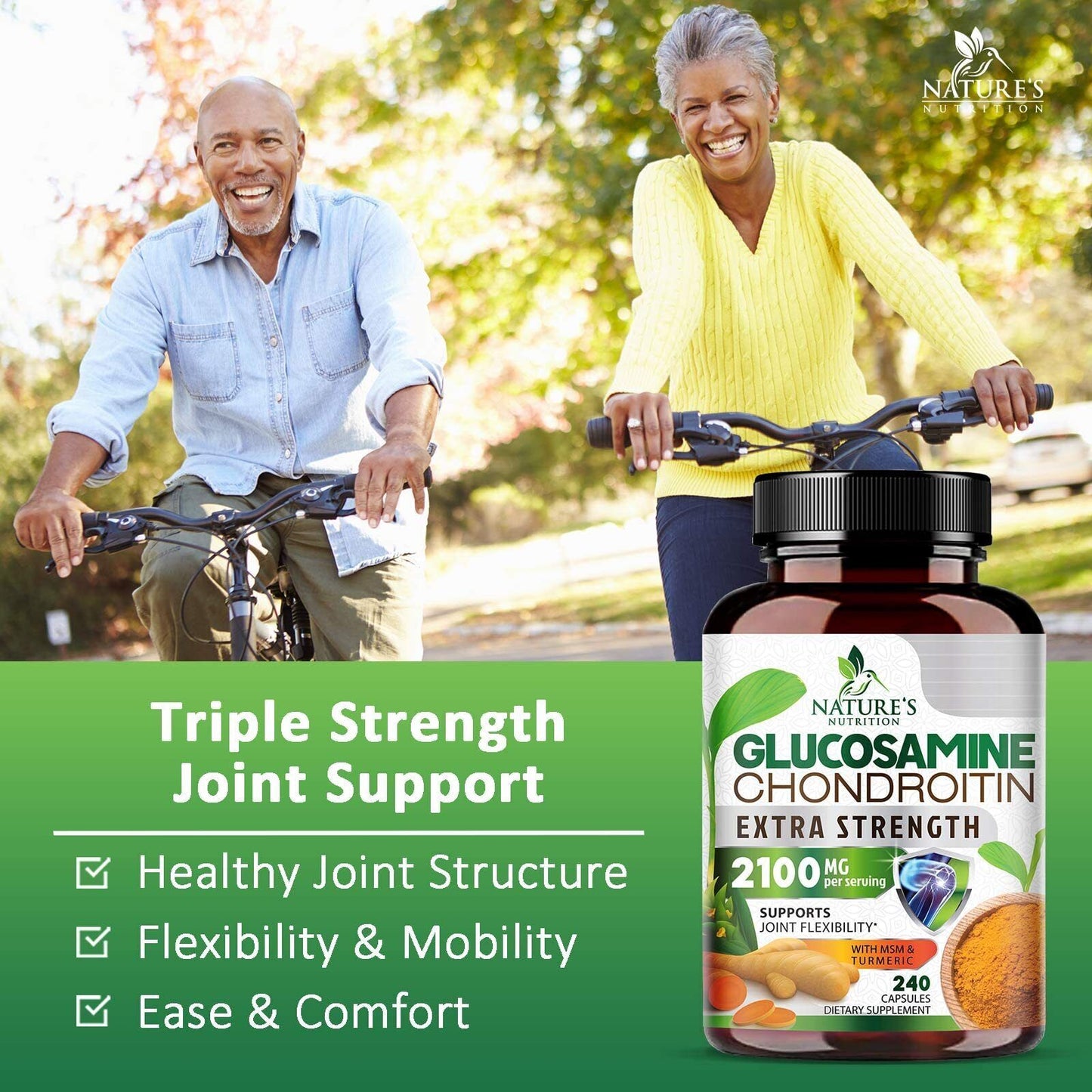 Glucosamine Chondroitin Turmeric MSM Triple Strength Joint Support 2100Mg