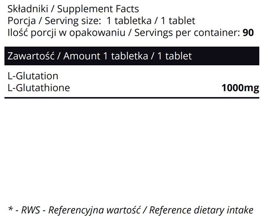 L-GLUTATHIONE 1000Mg ANTIOXIDANT REDUCES CELL DAMAGE IMMUNE SUPPORT