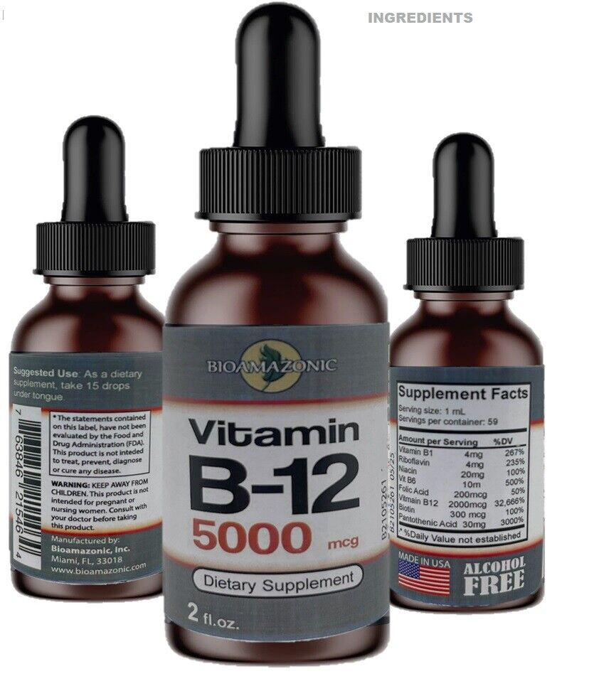 Vitamin B12 Liquid Drops 5000Mcg Natural Energy Booster (Sublingual)