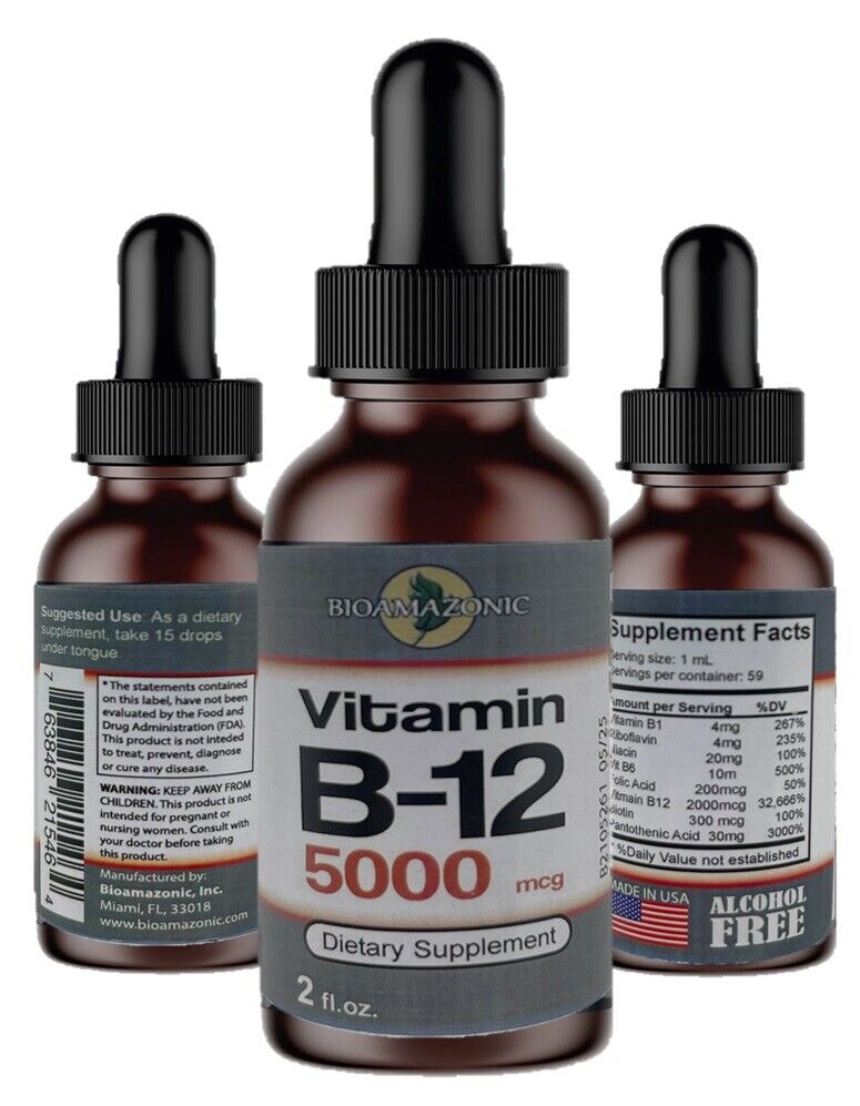 Vitamin B12 Liquid Drops 5000Mcg Natural Energy Booster (Sublingual)