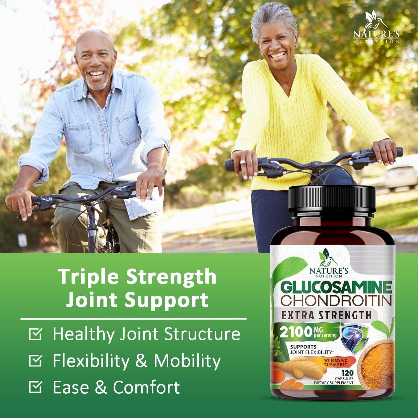 Glucosamine Chondroitin Turmeric MSM Triple Strength Joint Support 2100Mg